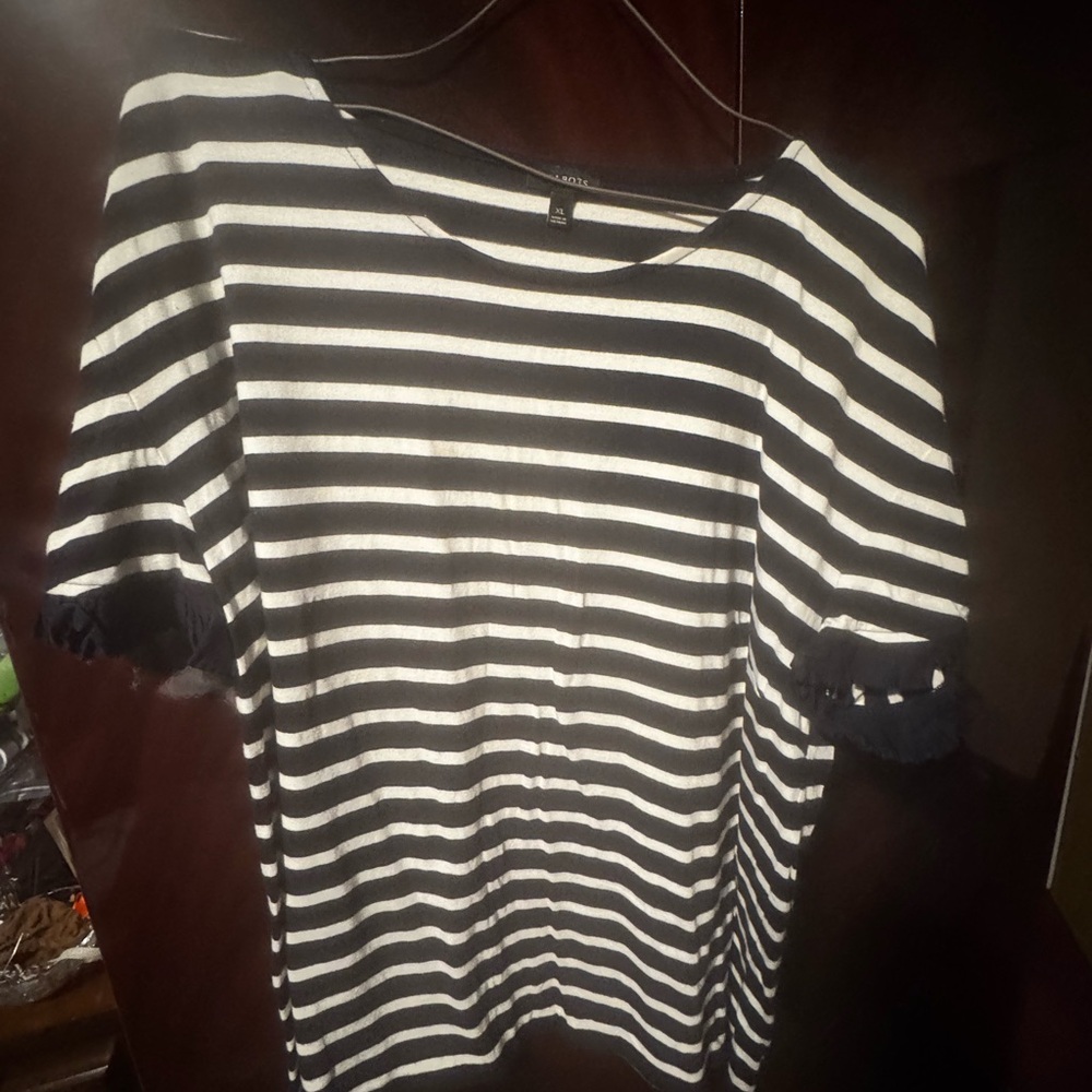 Talbots Black and White Boxy Short Sleeve T-Shirt
